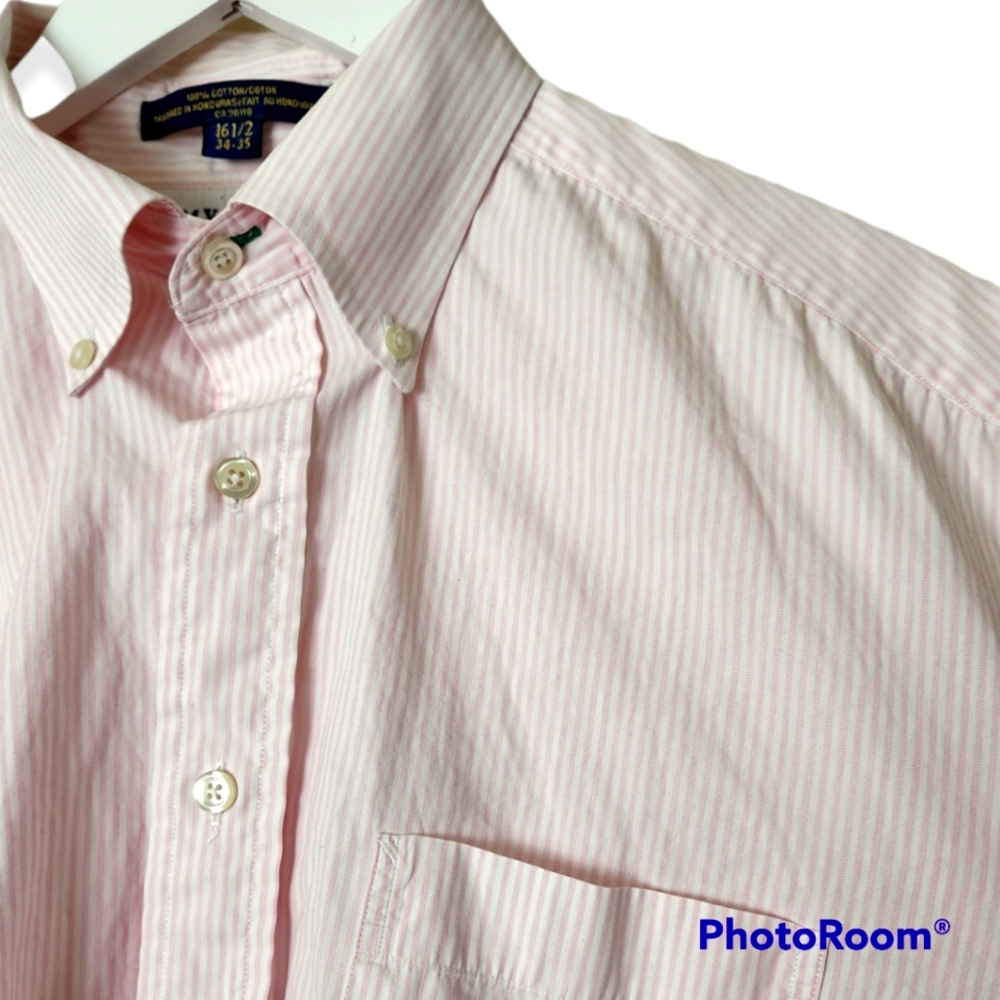Vintage Tommy Hilfiger Preppy Long Sleeved Pink/White Striped Button Down Shirt